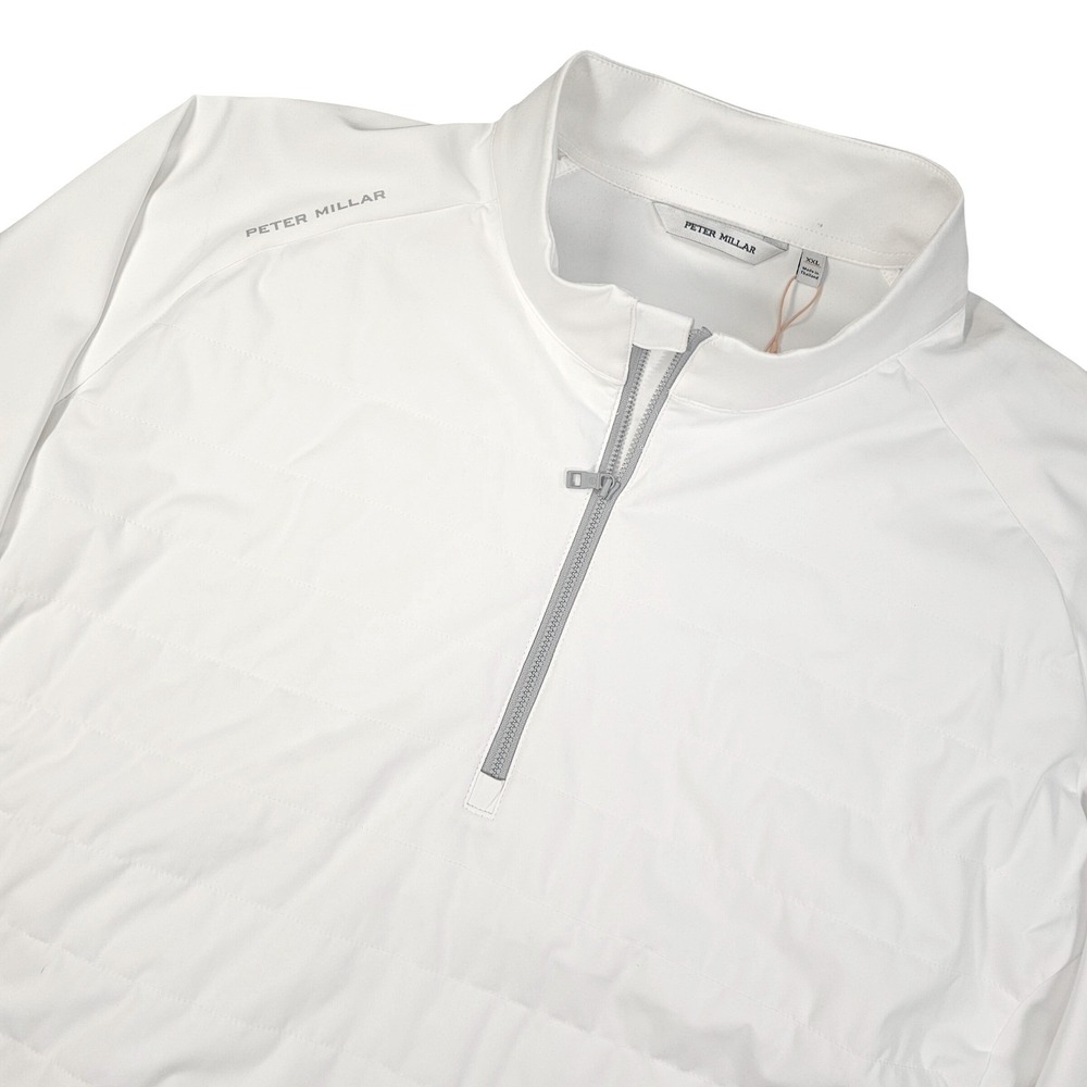 Peter Millar Crown Sport Men XXL White Quilted Quarter Zip Pullover MS25EZ13 NEW